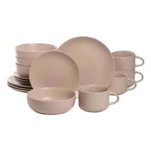 10 Strawberry Street Wazee Matte Coupe Dinnerware Set, 16 pc, Pink